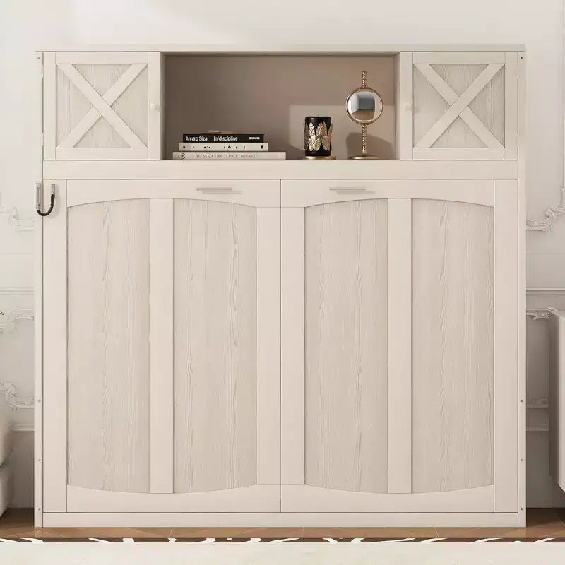 Lit escamotable grand format avec armoires de rangement