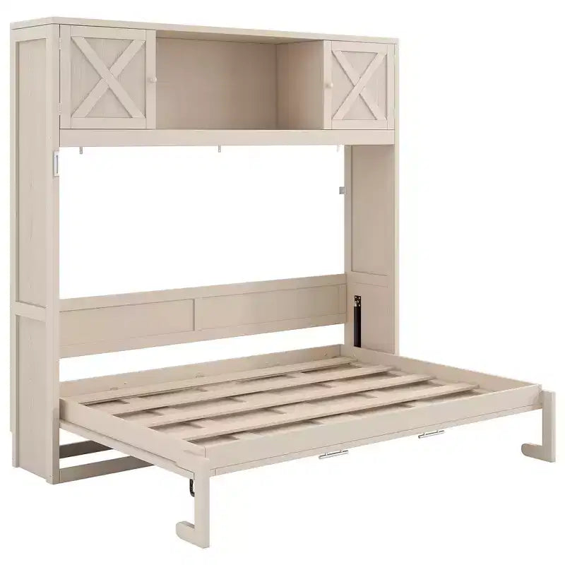 Lit escamotable grand format avec armoires de rangement