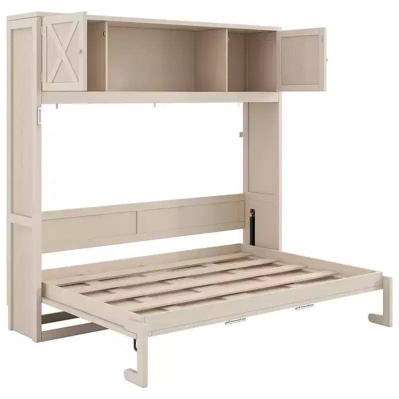 Lit escamotable grand format avec armoires de rangement