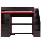 Lit mezzanine de jeu avec bureau, rangements et lumières LED