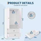 Armoire de rangement à 2 portes, buffet/bahut à panneaux plats en MDF pour chambre, salle à manger et maison