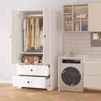 Armoire de rangement à 2 portes, buffet/bahut à panneaux plats en MDF pour chambre, salle à manger et maison