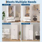 Armoire de rangement à 2 portes, buffet/bahut à panneaux plats en MDF pour chambre, salle à manger et maison