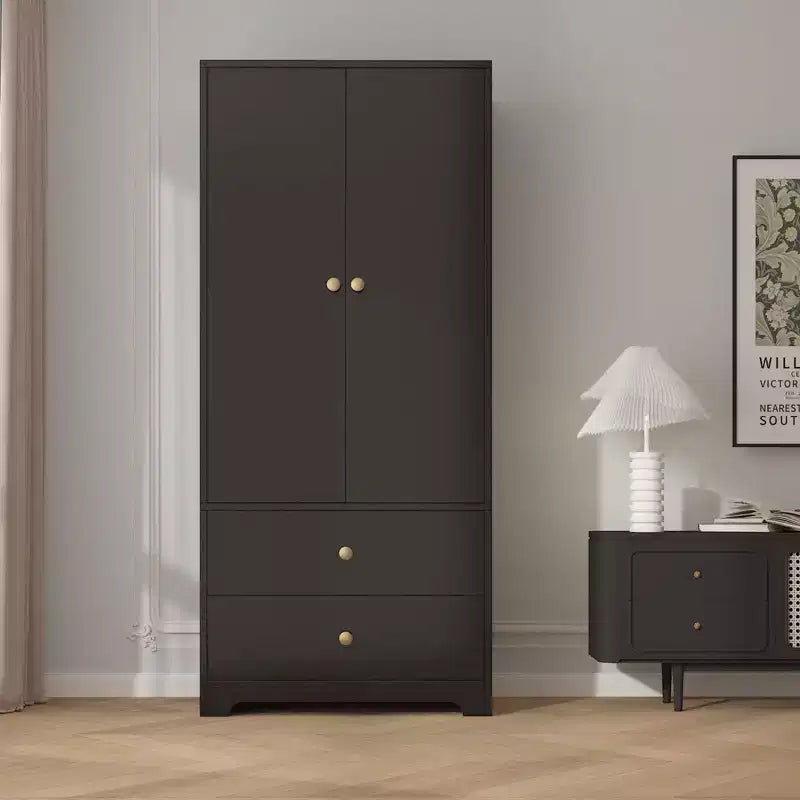 Armoire de rangement à 2 portes, buffet/bahut à panneaux plats en MDF pour chambre, salle à manger et maison