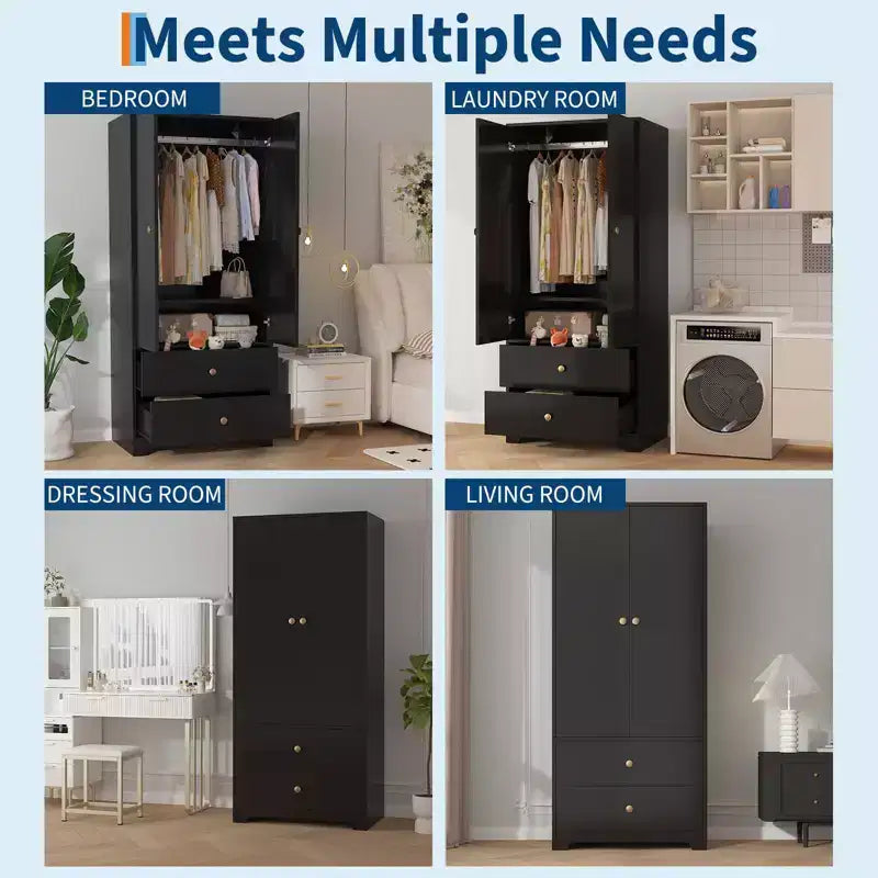 Armoire de rangement à 2 portes, buffet/bahut à panneaux plats en MDF pour chambre, salle à manger et maison