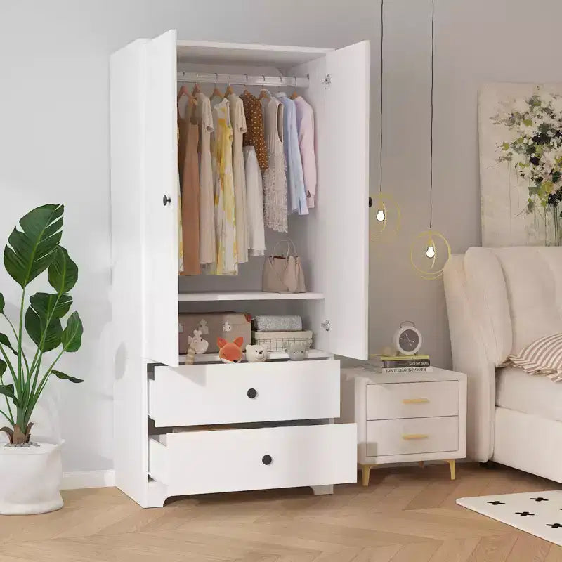 Armoire de rangement à 2 portes, buffet/bahut à panneaux plats en MDF pour chambre, salle à manger et maison