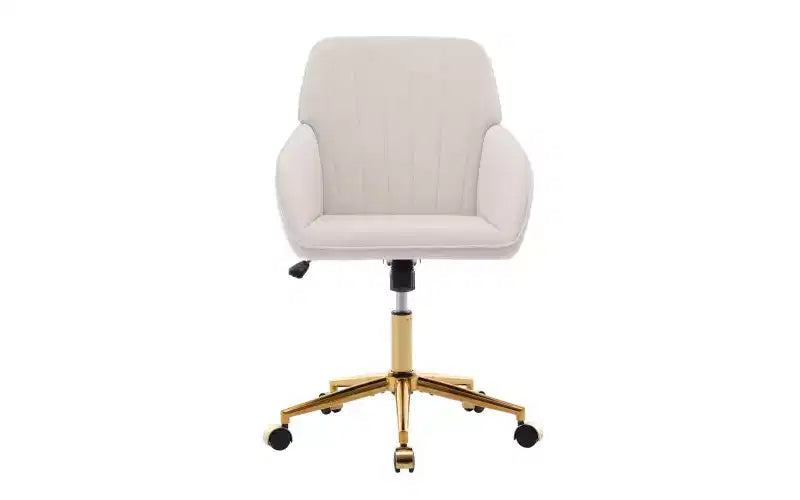 Chaise de bureau ergonomique de luxe, chaise de bureau à domicile en velours avec base en métal plaqué or, chaise pivotante réglable, chaise de coiffeuse