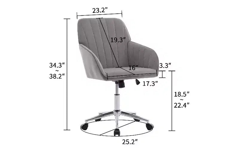 Chaise de bureau ergonomique de luxe, chaise de bureau à domicile en velours avec base en métal plaqué or, chaise pivotante réglable, chaise de coiffeuse