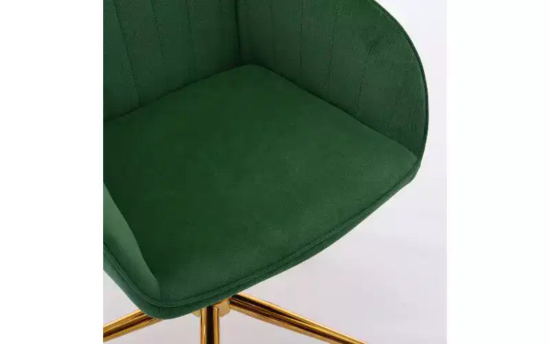 Chaise de bureau ergonomique de luxe, chaise de bureau à domicile en velours avec base en métal plaqué or, chaise pivotante réglable, chaise de coiffeuse