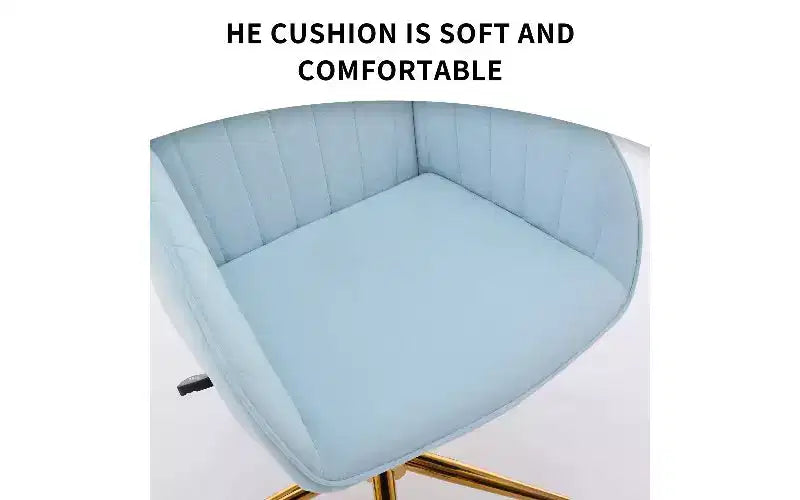 Chaise de bureau ergonomique de luxe, chaise de bureau à domicile en velours avec base en métal plaqué or, chaise pivotante réglable, chaise de coiffeuse