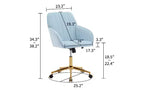 Chaise de bureau ergonomique de luxe, chaise de bureau à domicile en velours avec base en métal plaqué or, chaise pivotante réglable, chaise de coiffeuse