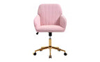 Chaise de bureau ergonomique de luxe, chaise de bureau à domicile en velours avec base en métal plaqué or, chaise pivotante réglable, chaise de coiffeuse