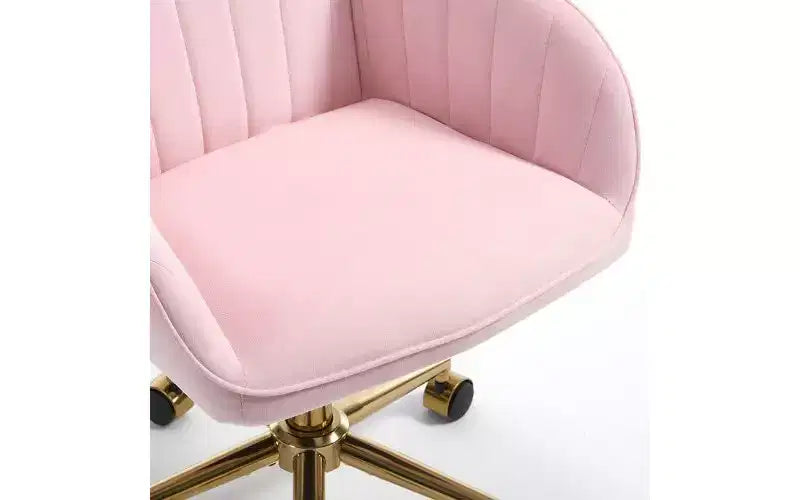 Chaise de bureau ergonomique de luxe, chaise de bureau à domicile en velours avec base en métal plaqué or, chaise pivotante réglable, chaise de coiffeuse