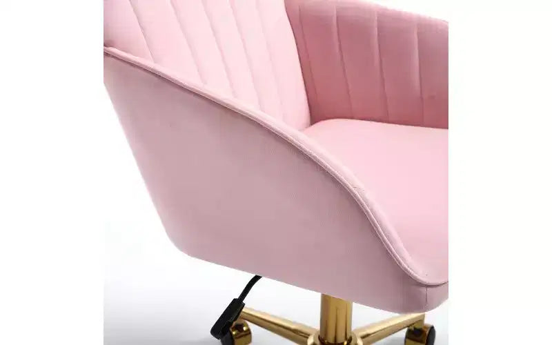 Chaise de bureau ergonomique de luxe, chaise de bureau à domicile en velours avec base en métal plaqué or, chaise pivotante réglable, chaise de coiffeuse