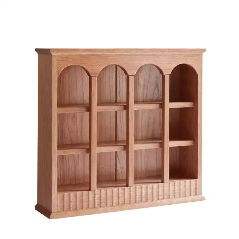 Meuble de rangement vintage en bois de cerisier massif avec casiers, étagères de cuisine à poser avec niches cintrées pour épices ou tasses à thé