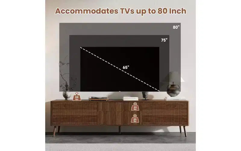 Meuble TV encastré moderne de 70 pouces avec tiroirs de rangement, convient aux téléviseurs de moins de 80 pouces, idéal pour les salons