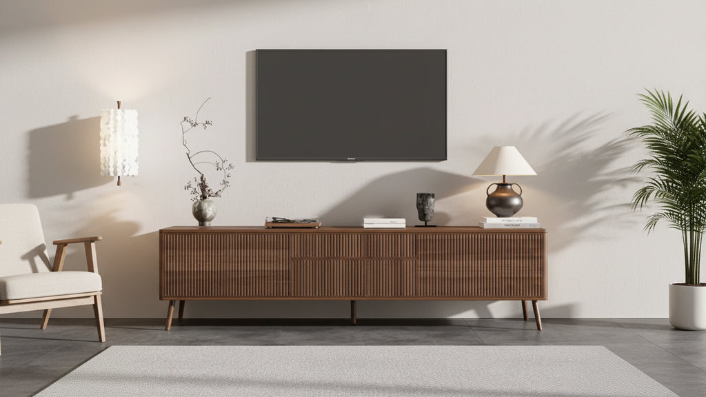 Meuble TV encastré moderne de 70 pouces avec tiroirs de rangement, convient aux téléviseurs de moins de 80 pouces, idéal pour les salons