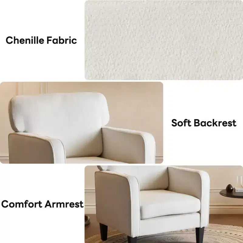 Fauteuil de lecture moderne avec accoudoirs et dossier, fauteuil confortable avec cadre en bois, fauteuil de salon pour salle d'attente, salle de réception