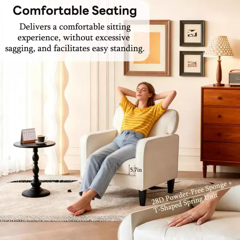 Fauteuil de lecture moderne avec accoudoirs et dossier, fauteuil confortable avec cadre en bois, fauteuil de salon pour salle d'attente, salle de réception