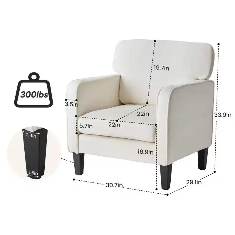 Fauteuil de lecture moderne avec accoudoirs et dossier, fauteuil confortable avec cadre en bois, fauteuil de salon pour salle d'attente, salle de réception
