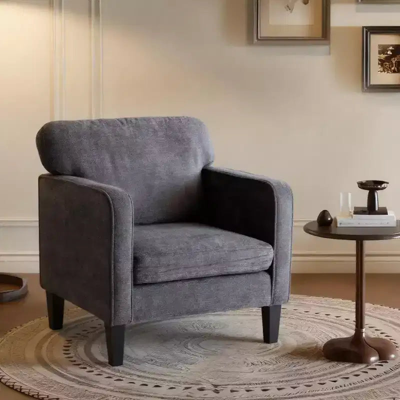 Fauteuil de lecture moderne avec accoudoirs et dossier, fauteuil confortable avec cadre en bois, fauteuil de salon pour salle d'attente, salle de réception