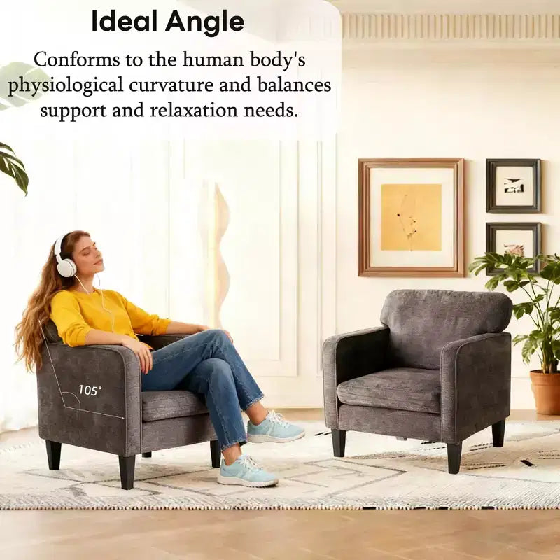 Fauteuil de lecture moderne avec accoudoirs et dossier, fauteuil confortable avec cadre en bois, fauteuil de salon pour salle d'attente, salle de réception