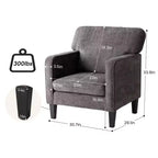 Fauteuil de lecture moderne avec accoudoirs et dossier, fauteuil confortable avec cadre en bois, fauteuil de salon pour salle d'attente, salle de réception