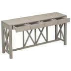 Console en bois d'acacia de 60 po avec 4 tiroirs, table d'entrée de ferme avec pieds en X, table console mince pour salon, cuisine, couloir
