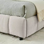 Lit capitonné King Size avec tête de lit Cadre de lit solide avec tiroir pour chambre à coucher Beige