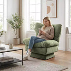 Fauteuil pivotant à 360° - Fauteuil de lecture moderne avec coussin épais et tissu chenille douillet | Fauteuil rembourré pour salon, chambre à coucher
