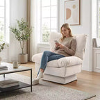 Fauteuil pivotant à 360° - Fauteuil de lecture moderne avec coussin épais et tissu chenille douillet | Fauteuil rembourré pour salon, chambre à coucher