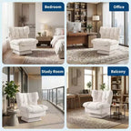 Fauteuil pivotant à 360° - Fauteuil de lecture moderne avec coussin épais et tissu chenille douillet | Fauteuil rembourré pour salon, chambre à coucher