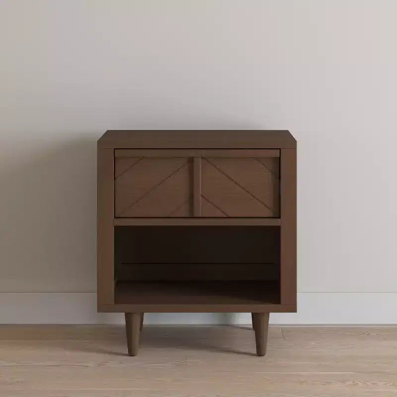 Table de chevet à 1 tiroir pour chambre de bébé ou d'enfant, grand tiroir de rangement, fabriquée en pin robuste, finition non toxique et sans danger pour les bébés