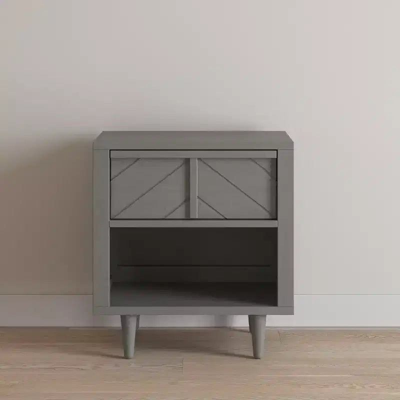 Table de chevet à 1 tiroir pour chambre de bébé ou d'enfant, grand tiroir de rangement, fabriquée en pin robuste, finition non toxique et sans danger pour les bébés