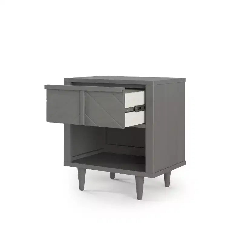Table de chevet à 1 tiroir pour chambre de bébé ou d'enfant, grand tiroir de rangement, fabriquée en pin robuste, finition non toxique et sans danger pour les bébés
