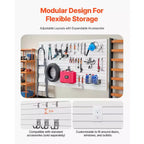 Panneaux muraux à lattes, 2,4 x 1,2 m, en PVC pour garage, avec accessoires, blancs, faciles à installer et réglables, blancs