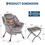 Fauteuil inclinable avec ottoman, fauteuil de salon moderne avec repose-pieds, accoudoirs, poche latérale pour le salon, la chambre, le dortoir ou le bureau