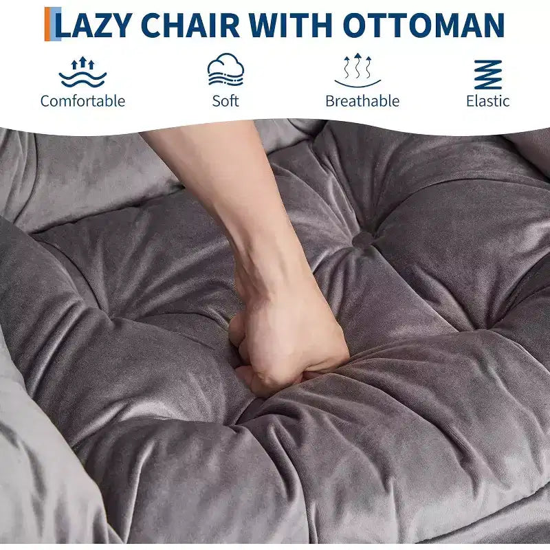 Fauteuil inclinable avec ottoman, fauteuil de salon moderne avec repose-pieds, accoudoirs, poche latérale pour le salon, la chambre, le dortoir ou le bureau