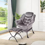Fauteuil inclinable avec ottoman, fauteuil de salon moderne avec repose-pieds, accoudoirs, poche latérale pour le salon, la chambre, le dortoir ou le bureau