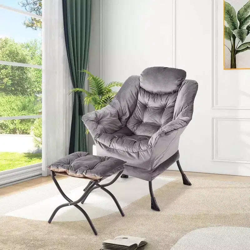 Fauteuil inclinable avec ottoman, fauteuil de salon moderne avec repose-pieds, accoudoirs, poche latérale pour le salon, la chambre, le dortoir ou le bureau
