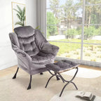 Fauteuil inclinable avec ottoman, fauteuil de salon moderne avec repose-pieds, accoudoirs, poche latérale pour le salon, la chambre, le dortoir ou le bureau
