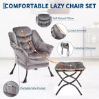 Fauteuil inclinable avec ottoman, fauteuil de salon moderne avec repose-pieds, accoudoirs, poche latérale pour le salon, la chambre, le dortoir ou le bureau