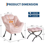 Fauteuil inclinable avec ottoman, fauteuil de salon moderne avec repose-pieds, accoudoirs, poche latérale pour le salon, la chambre, le dortoir ou le bureau