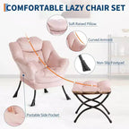 Fauteuil inclinable avec ottoman, fauteuil de salon moderne avec repose-pieds, accoudoirs, poche latérale pour le salon, la chambre, le dortoir ou le bureau