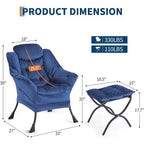 Fauteuil inclinable avec ottoman, fauteuil de salon moderne avec repose-pieds, accoudoirs, poche latérale pour le salon, la chambre, le dortoir ou le bureau
