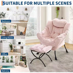 Fauteuil inclinable avec ottoman, fauteuil de salon moderne avec repose-pieds, accoudoirs, poche latérale pour le salon, la chambre, le dortoir ou le bureau