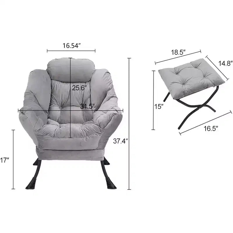 Fauteuil inclinable avec ottoman, fauteuil de salon moderne avec repose-pieds, accoudoirs, poche latérale pour le salon, la chambre, le dortoir ou le bureau