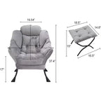 Fauteuil inclinable avec ottoman, fauteuil de salon moderne avec repose-pieds, accoudoirs, poche latérale pour le salon, la chambre, le dortoir ou le bureau