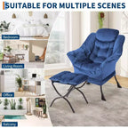 Fauteuil inclinable avec ottoman, fauteuil de salon moderne avec repose-pieds, accoudoirs, poche latérale pour le salon, la chambre, le dortoir ou le bureau