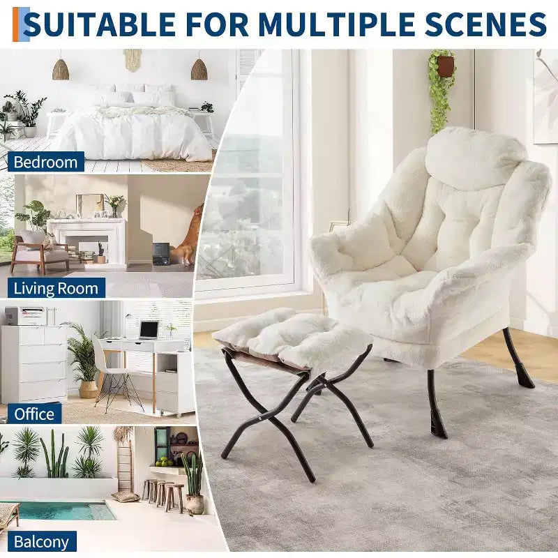 Fauteuil inclinable avec ottoman, fauteuil de salon moderne avec repose-pieds, accoudoirs, poche latérale pour le salon, la chambre, le dortoir ou le bureau